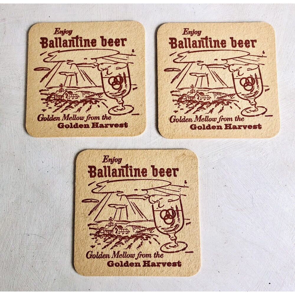 Vintage 1961 Ballantine Beer Coasters Old Grey Mare Sing Along Golden Harvest